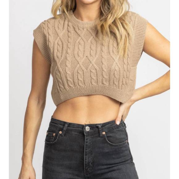 NEW MIMOSA cableknit nora crop tank in taupe - Picture 3 of 7